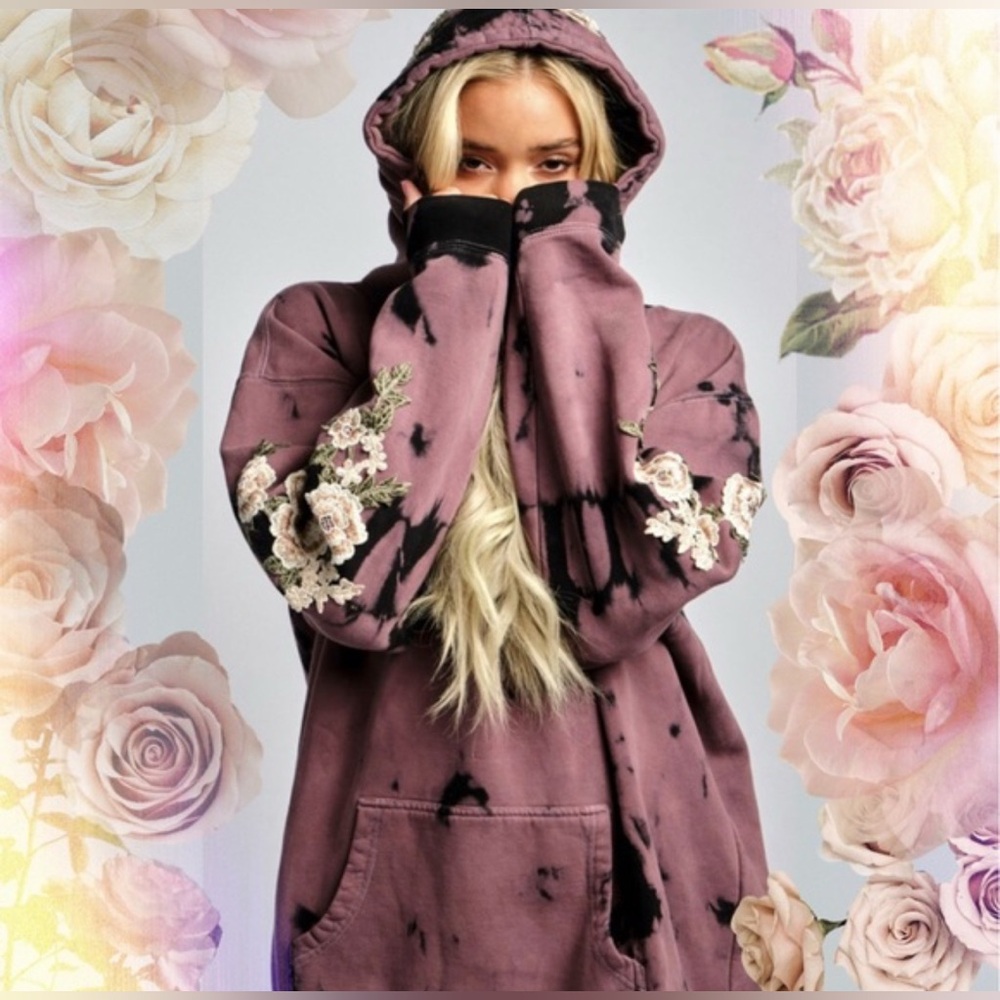 Civil Regime Floral Embroidered Tie-Dye Hoodie